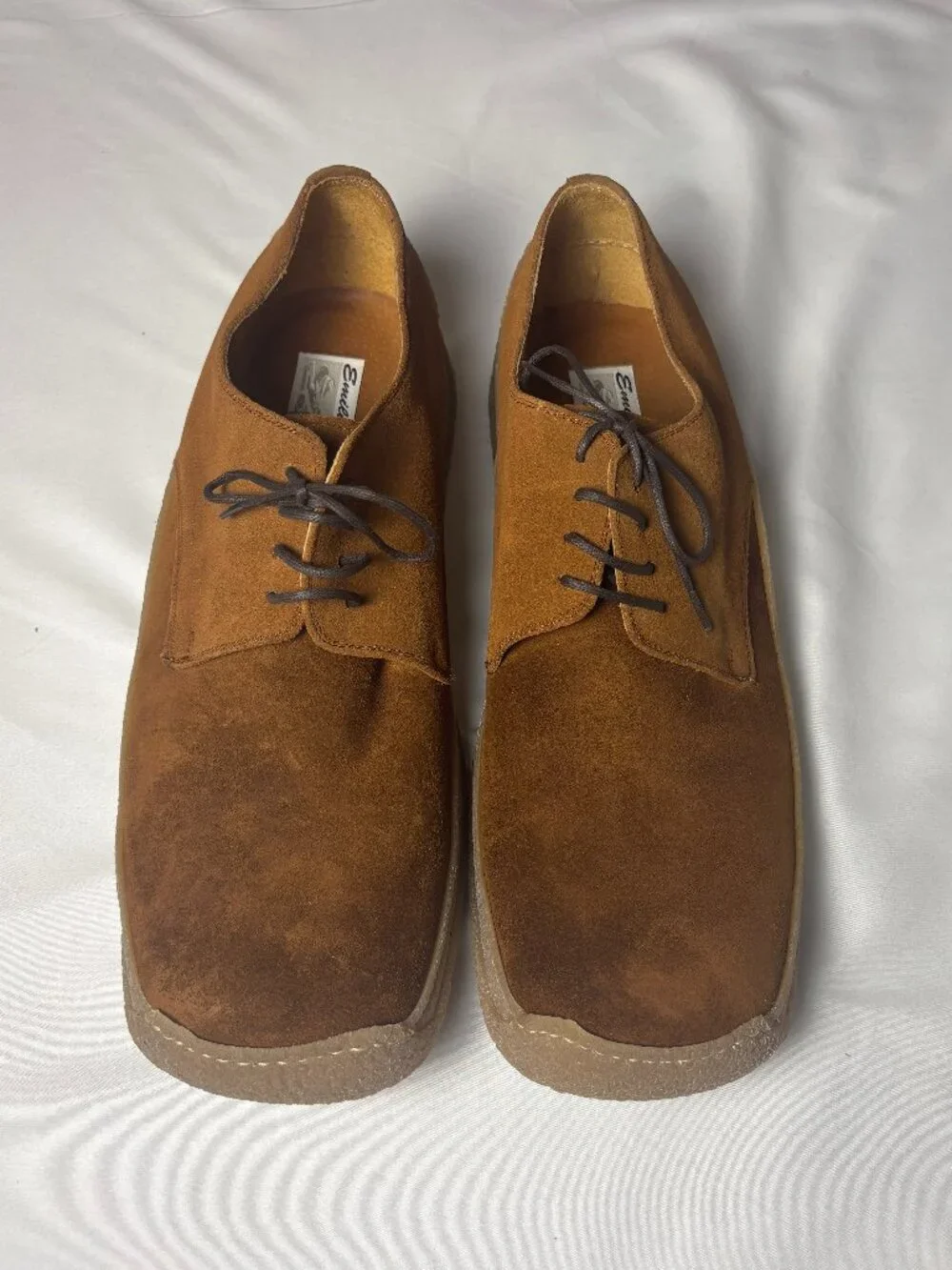 Emilio Franco Brown Suede Crepe Sole Derby Shoes Men’s Size 12